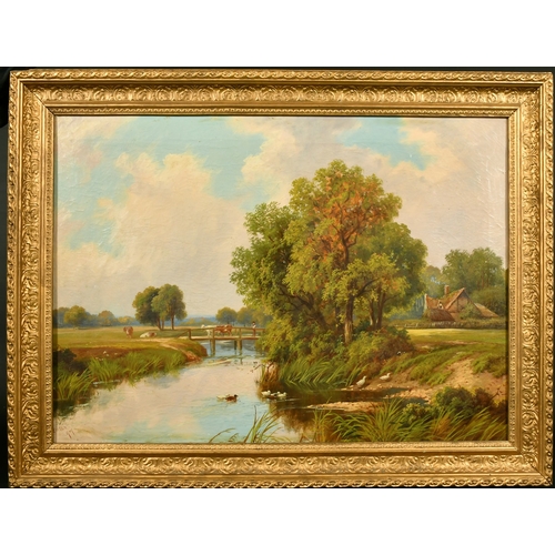 1803 - Robert Fenson, (Henry Maidment) (fl. 1889-1914) British, A river landscape with cattle on a bridge a... 