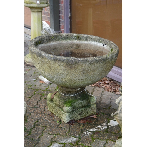 10 - A good large pair of reconstituted stone pedestal planters.