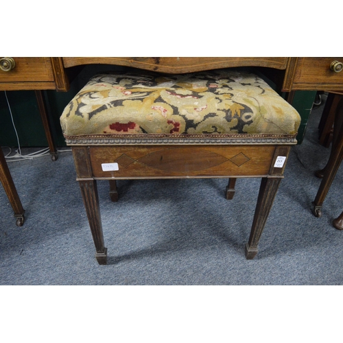 213 - An Edwardian inlaid mahogany music seat and a dressing table stool.