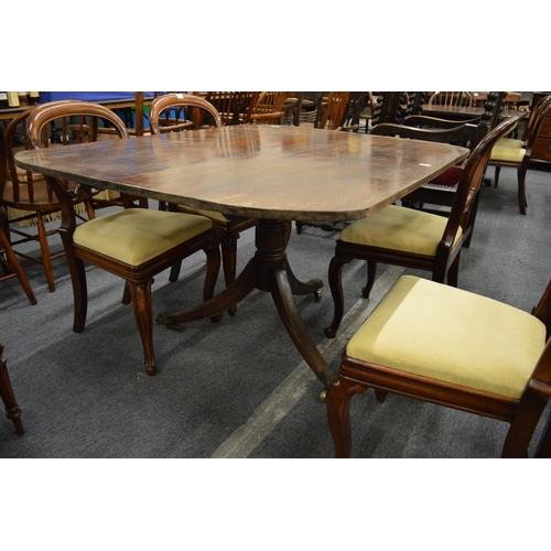 284 - A 19th century mahogany tilt-top breakfast table, the top with later rounded corners on turned colum... 