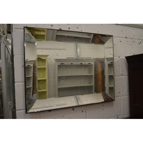 336 - Modern rectangular wall mirror together with an Art Deco style mirror.