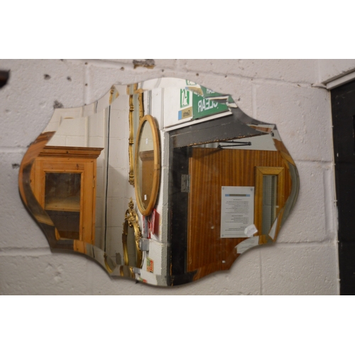 336 - Modern rectangular wall mirror together with an Art Deco style mirror.