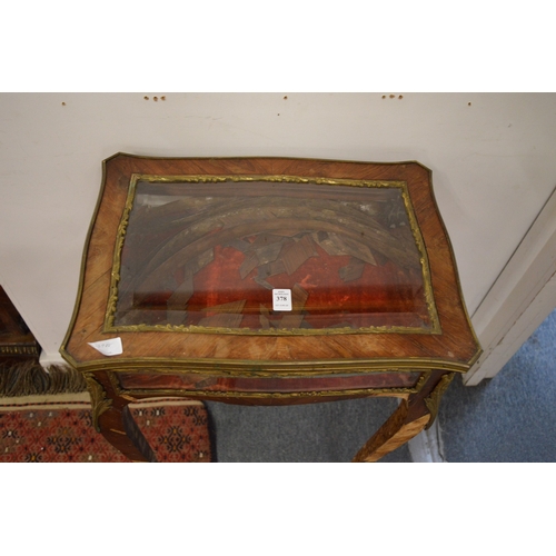 378 - A 19th century French rosewood and ormolu mounted small vitrine table (faults).