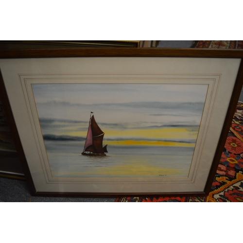 388 - Annette Johnson, Waiting for the Tide, limited edition colour print and three other pictures.