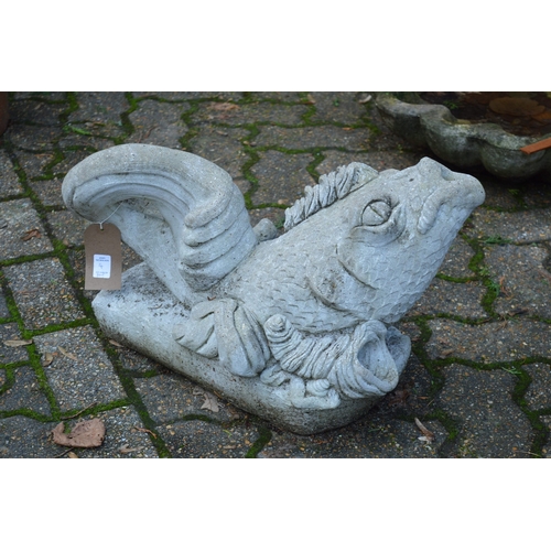 4 - A pair of reconstituted stone dolphin fountains.