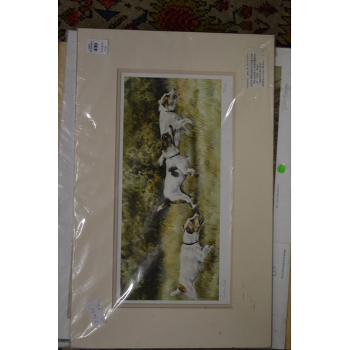 400 - A group of six unframed prints depicting various terriers.