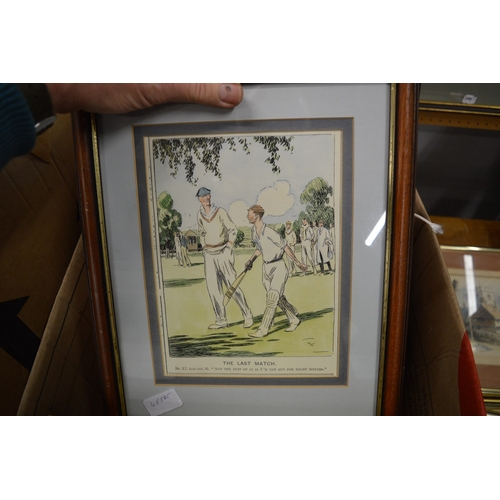 407 - A collection of golf and cricket related prints.