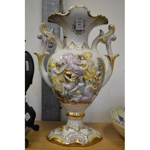 44 - Decorative twin handled vase.