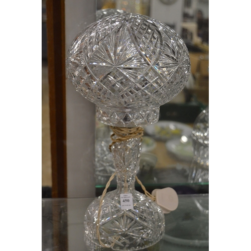 450 - A cut glass table lamp.