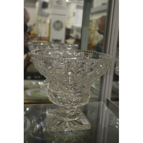 452 - A good large cut glass pedestal bowl.