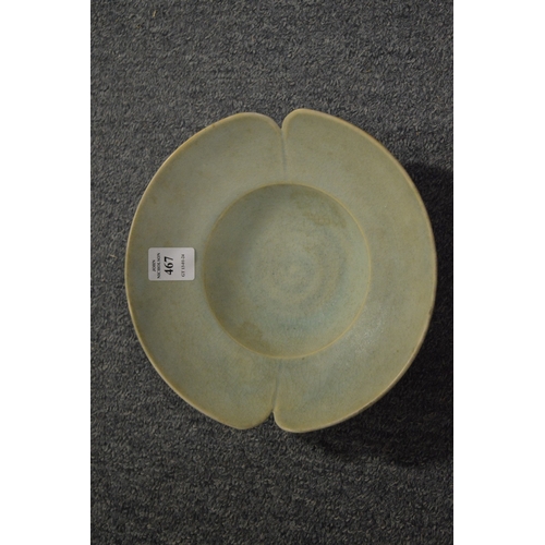 467 - A Chinese celadon glazed lobed circular dish.