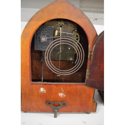 475 - Two mahogany cased mantle clocks.