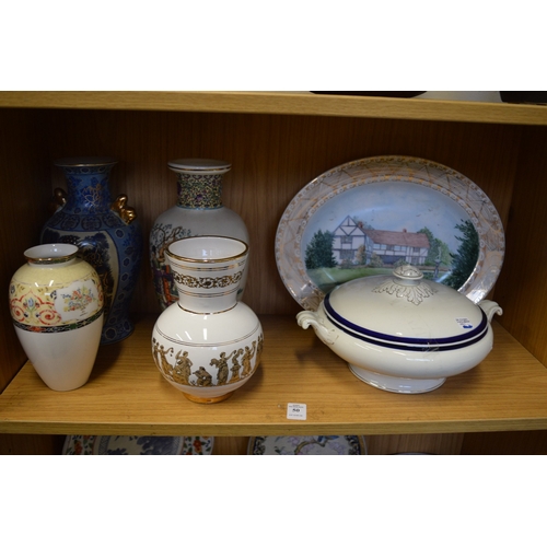 50 - Decorative oval plate, vases etc.