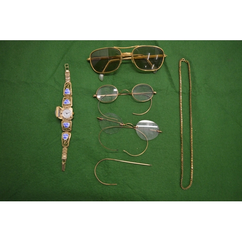 850 - Gold rim spectacles etc.