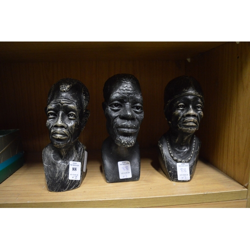 88 - Three carved stone busts.