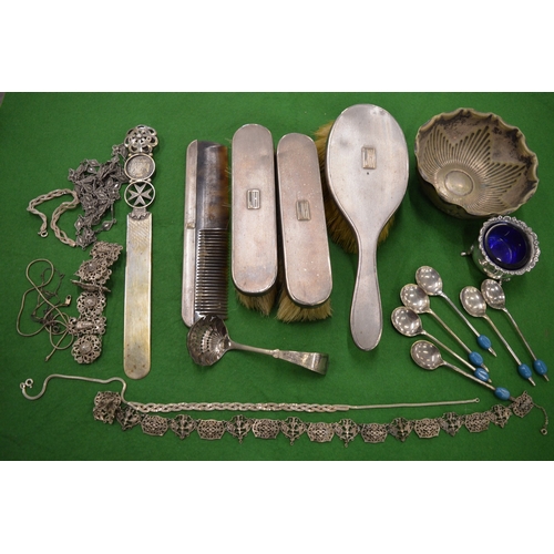 895 - Silver dressing table items and other silver collectables etc.