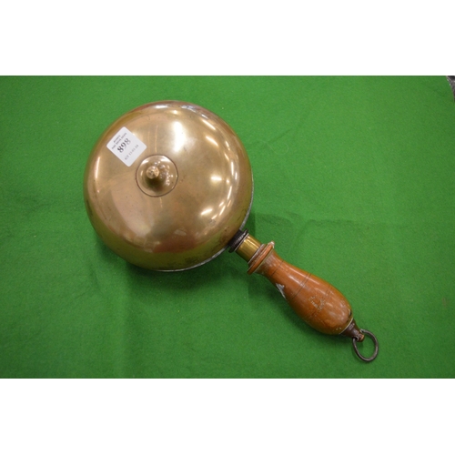 898 - An unusual bronze muffin shaped fire alarm hand bell.