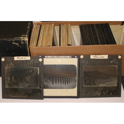 117 - GREECE / PHOTOGRAPHY: box of 42 glass lantern slides, late 19th century.