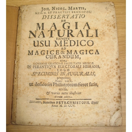 163 - [SYMPATHETIC MAGIC, etc] MARTIUS (J. N.) Dissertatio de Magia Naturali, ejusque Usu Medico..., 4to, ... 