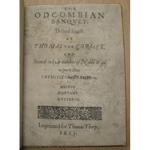 174 - CORYATE (Thomas) The Odcombian Banquet Dished Foorth..., 4to (lacks A1 blank), unpaginated; register... 