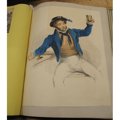 362 - SCRAP ALBUM, 19th c 4to fancy morocco gilt album with silhouettes, misc. watercolours & prints of NA... 