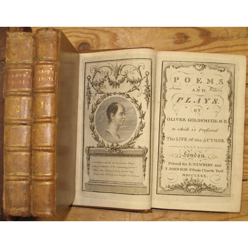 441 - GOLDSMITH (Oliver) Poems and Plays, 12mo, engr. frontis., title & 3 plates, calf, L., Newbery, 1780;... 