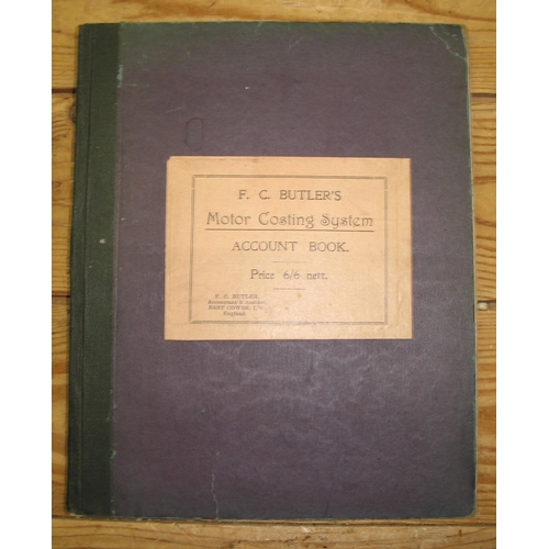 457 - [MOTORING / CARS] F. C. Butler's Motor Costing System Account Book, 4to, unused, cloth-backed boards... 