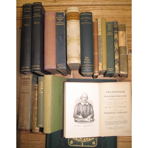 465 - POETRY & PLAYS, incl. HARDY, Collected Poems 1919 bound in full vellum by BIRDSALL; HUNTER (R.) Shak... 