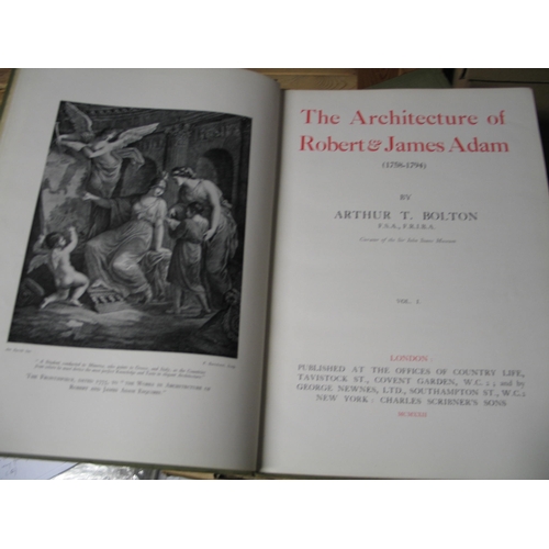 474 - [ARCHITECTURE & ART] BOLTON (A.) The Architecture of Robert & James ADAM, 2 vols, folio, illus., clo... 