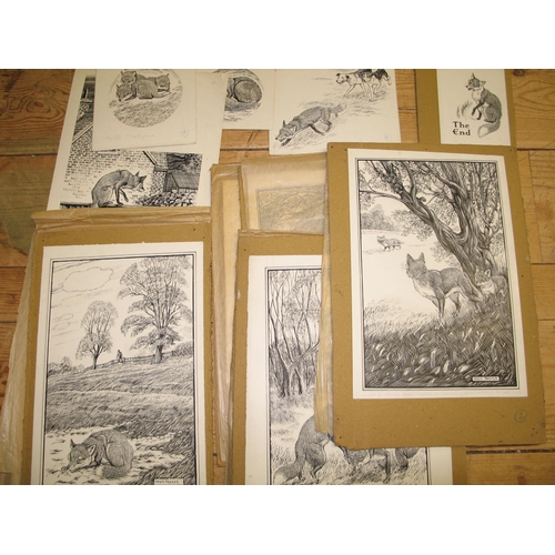 91 - NEAVE PARKER, artist & illustrator; coll'n of 12 b/w. scraperboard illustrations for 