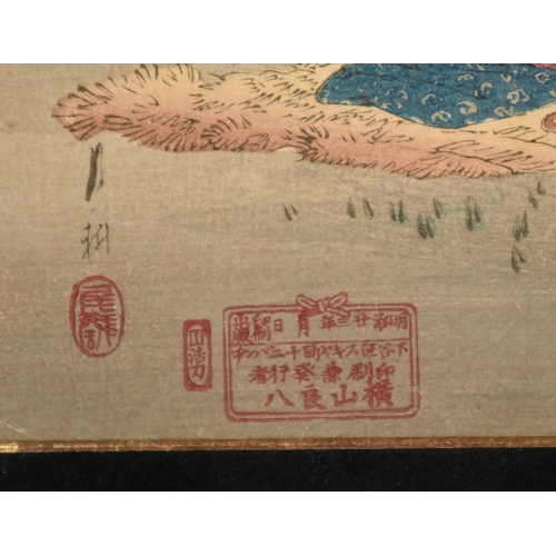 1009 - Ogata Gekko (1859-1920), a Japanese woodblock print of figures in a landscape, 9