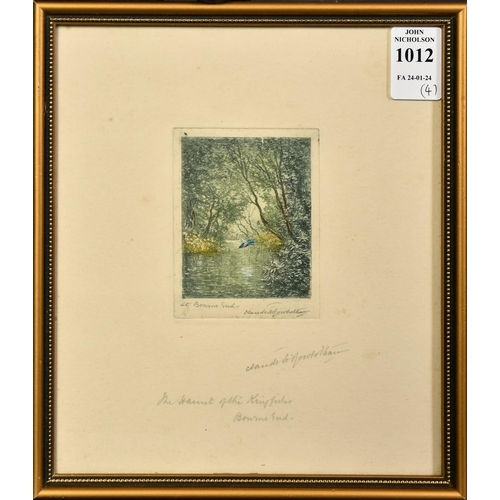 1012 - Claude Hamilton Rowbotham (1864-1949), 'The Haunt of the Kingfisher at Bourne End', etching and aqua... 