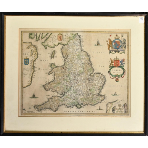 1013 - Jan Jansson 'Anglia Regnum', a hand coloured map, probably 17th Century, plate size 15.25