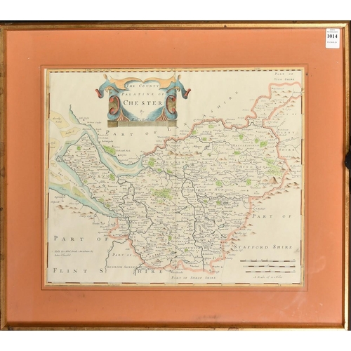 1014 - Robert Morden, 'The County Palatine of Chester', later outline coloured, probably 18th Century, 13.5... 