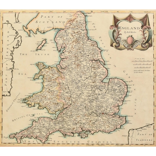 1017 - Robert Morden, 'England', a hand coloured map, 14.5