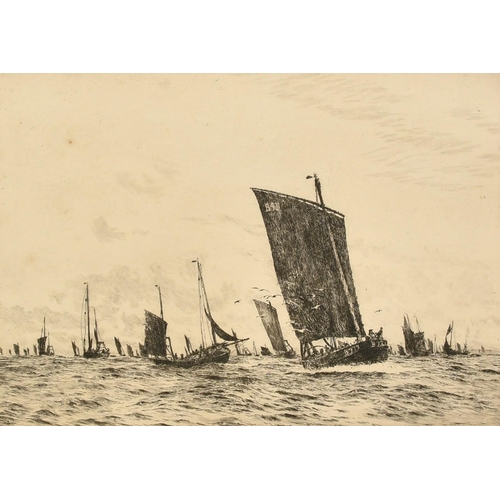 1019 - William Lionel Wyllie (1851-1931), a Belfast fishing fleet, etching, signed in pencil, plate size 7.... 