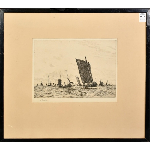 1019 - William Lionel Wyllie (1851-1931), a Belfast fishing fleet, etching, signed in pencil, plate size 7.... 