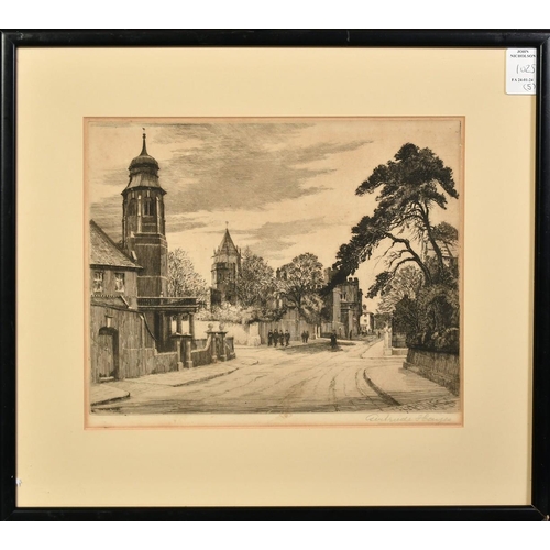 1025 - A group of five etchings and lithograph of Public Schools, each around 8