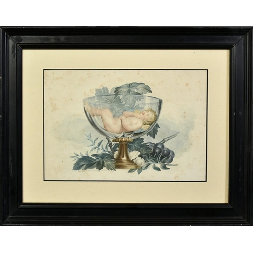 1033 - Jacques Phillippe Levilly, Circa 1800, scene of a cherub in a basket of roses, along with three othe... 