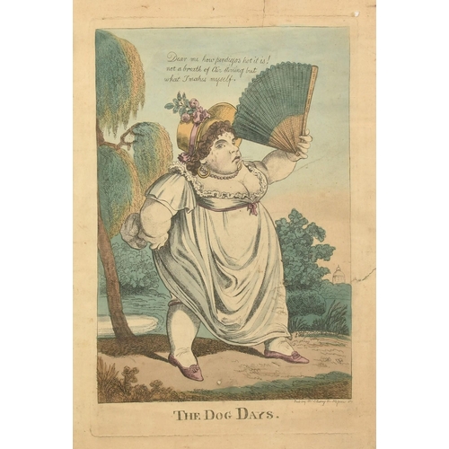 1041 - Early 19th Century, 'The Dog Days', a hand coloured caricature, plate size 13.25