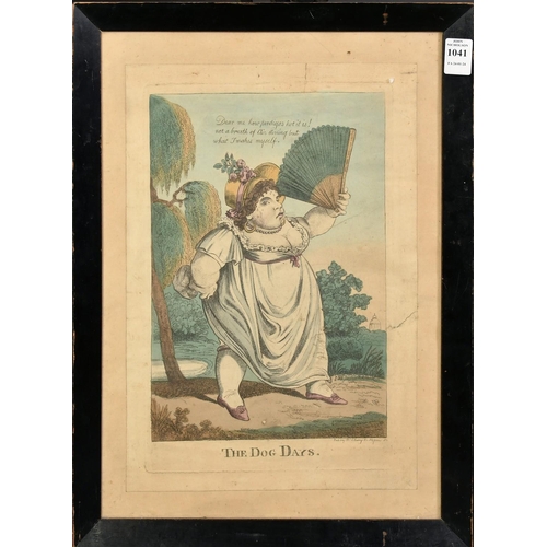 1041 - Early 19th Century, 'The Dog Days', a hand coloured caricature, plate size 13.25