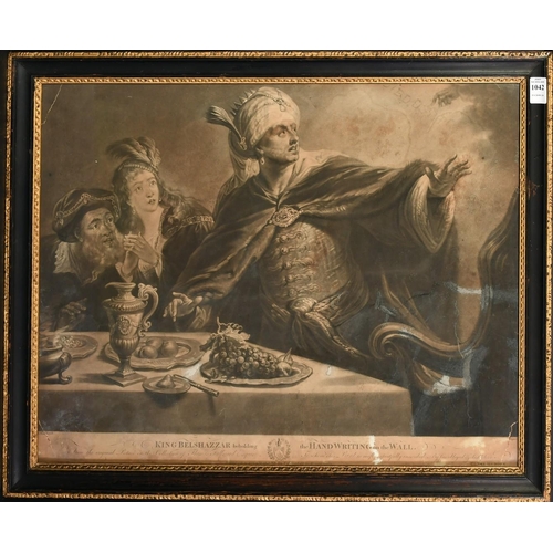 1042 - After Rembrandt, a 19th Century mezzotint of King Belshazzar Beholding the Handwriting on the Wall',... 