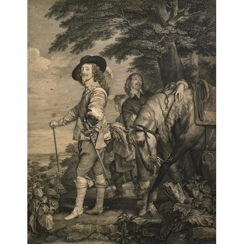 1044 - Strange after Van Dyke, a portrait of Charles I in the hunting field, engraving, 24.5