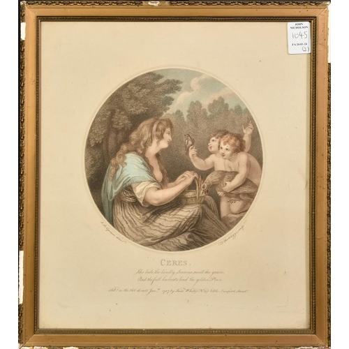 1045 - Bartolozzi after Cipriani, 'Ceres' and 'Pomona', two stipple engravings, 12