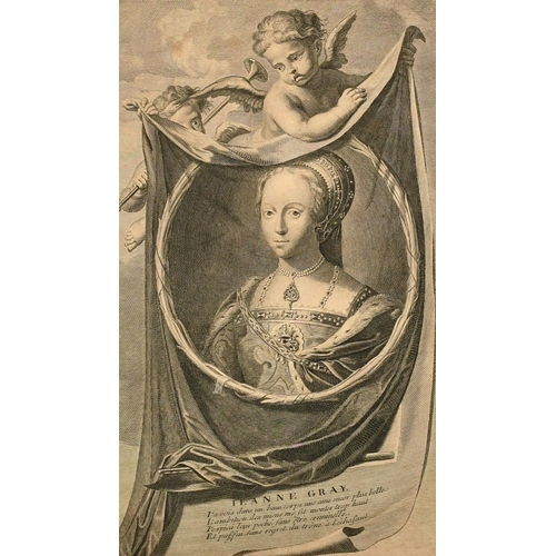 1047 - A group of three engravings of notables, along with two later historical prints, (5).