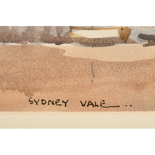 1062 - Sydney Vale (1916-1991), 'Leigh Waterfront', watercolour, signed, exhibition label verso, 13.5