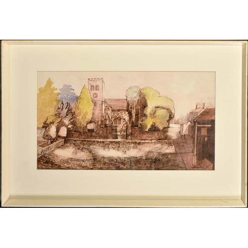 1065 - Neil Meacher (1934-2010), Shepperton Church, watercolour, signed and indistinctly dated, 10