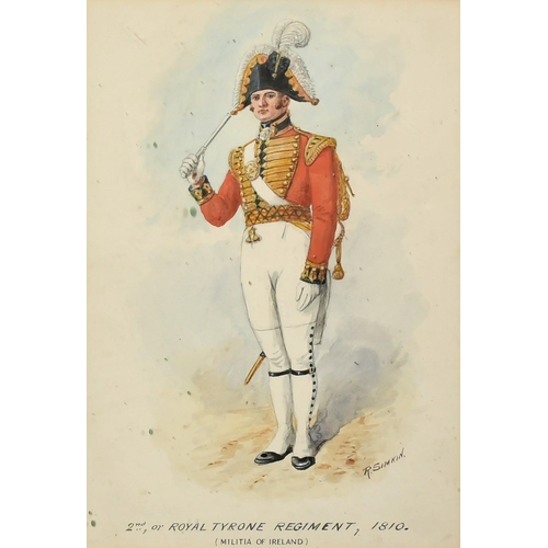 1066 - Richard Simkin (1840-1926), a portrait of an officer of The Royal Tyrone Regiment, 1810, watercolour... 