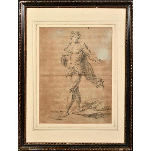 1070 - Bossi, 18th Century Italian School, a male figure in a landscape, charcoal heightened in white, sign... 