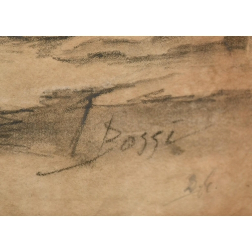 1070 - Bossi, 18th Century Italian School, a male figure in a landscape, charcoal heightened in white, sign... 